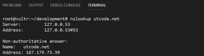 nslookupコマンドでドメインの名前解決